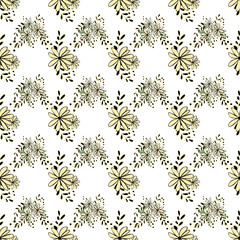Flower graphic design. Cute seamless vector tile pattern. Retro vintage. line chamomile design.