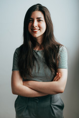 young confident brunette woman smiling