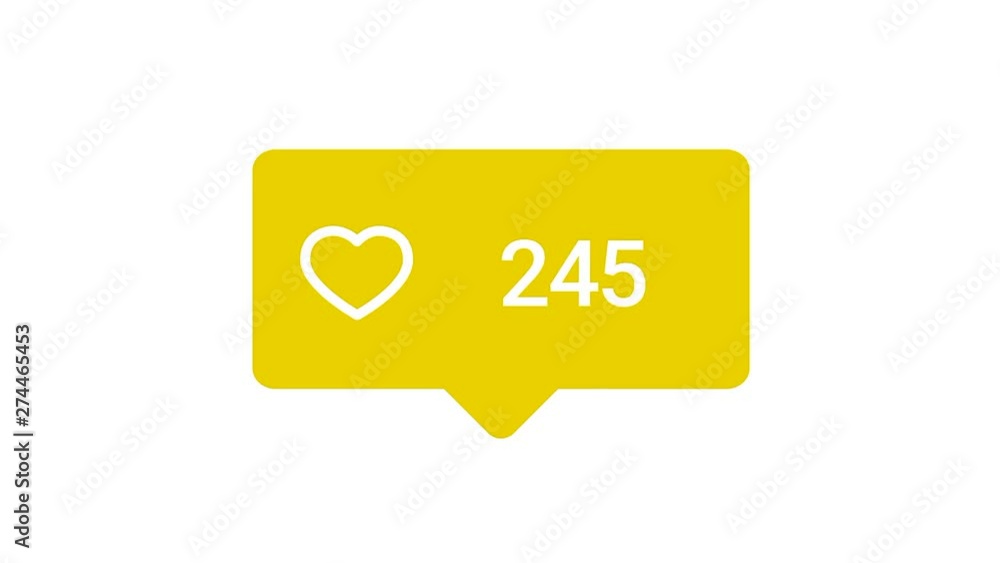 Poster colorful animation of like button with increasing counting of numbers on white background. animation
