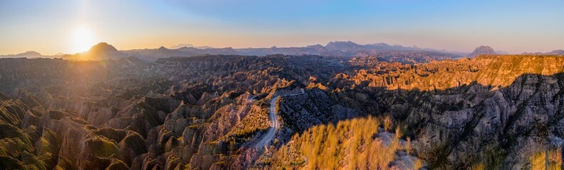 Panoramic view of the Gorafe desert, Los Coloraos at sunset. © Lucía