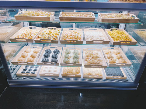 Traditional Italian fresh made colorful pasta