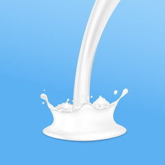 White milk or cosmetic cream's splash realistic vector illustration isolated