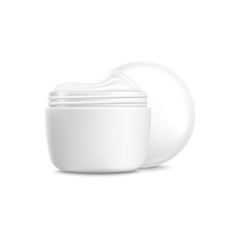 Cosmetic packaging or skin cream's jar 3d vector mockup illustration isolated.