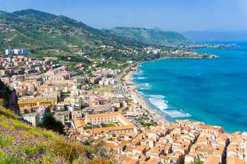 Fototapeta na wymiar Landscape of the Coast of Cefalu in Italy