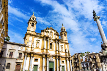 Fototapeta na wymiar Facade of the Saint Domenico Church in Palermo, Italy