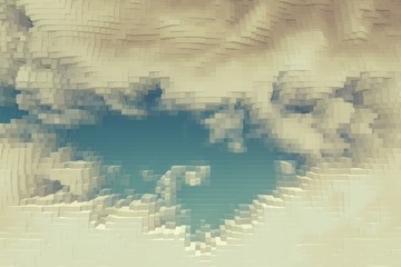 Abstract sky background extrude cube, art.
