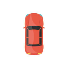 Top view of red sport car the flat city vehicle vector illustration isolated.