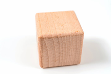 wooden geometric shapes cube isolated on a white background