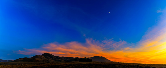 Panorama of Sunset over Mountains