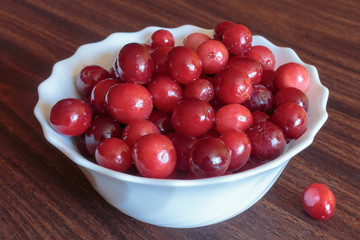 Organic fresh soaked cranberries for smoothies.