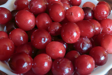Organic fresh soaked cranberries for smoothies.