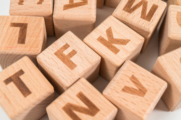 Alphabet on wood ,white background