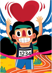 Men run into the finish line