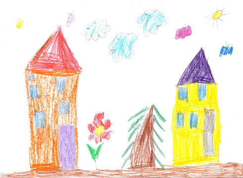 Child drawing of a family house