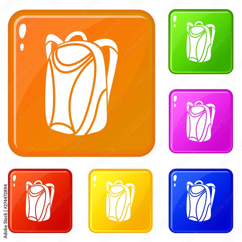 Poster backpack icons set collection vector 6 color isolated on white background