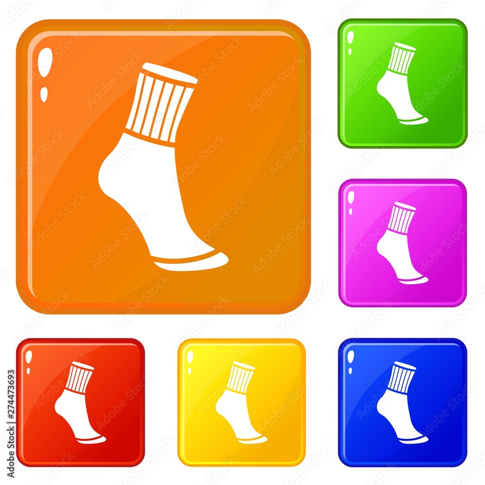 Poster sock icons set collection vector 6 color isolated on white background