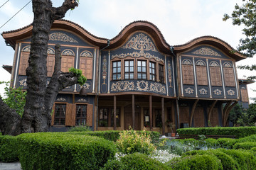 Typical architecture,historical medieval houses. The Ethnographic Museum of Plovdiv. Ancient...