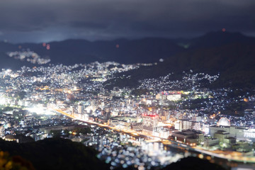 Fototapeta na wymiar Night view of Nagasaki from top of mount Inasa.