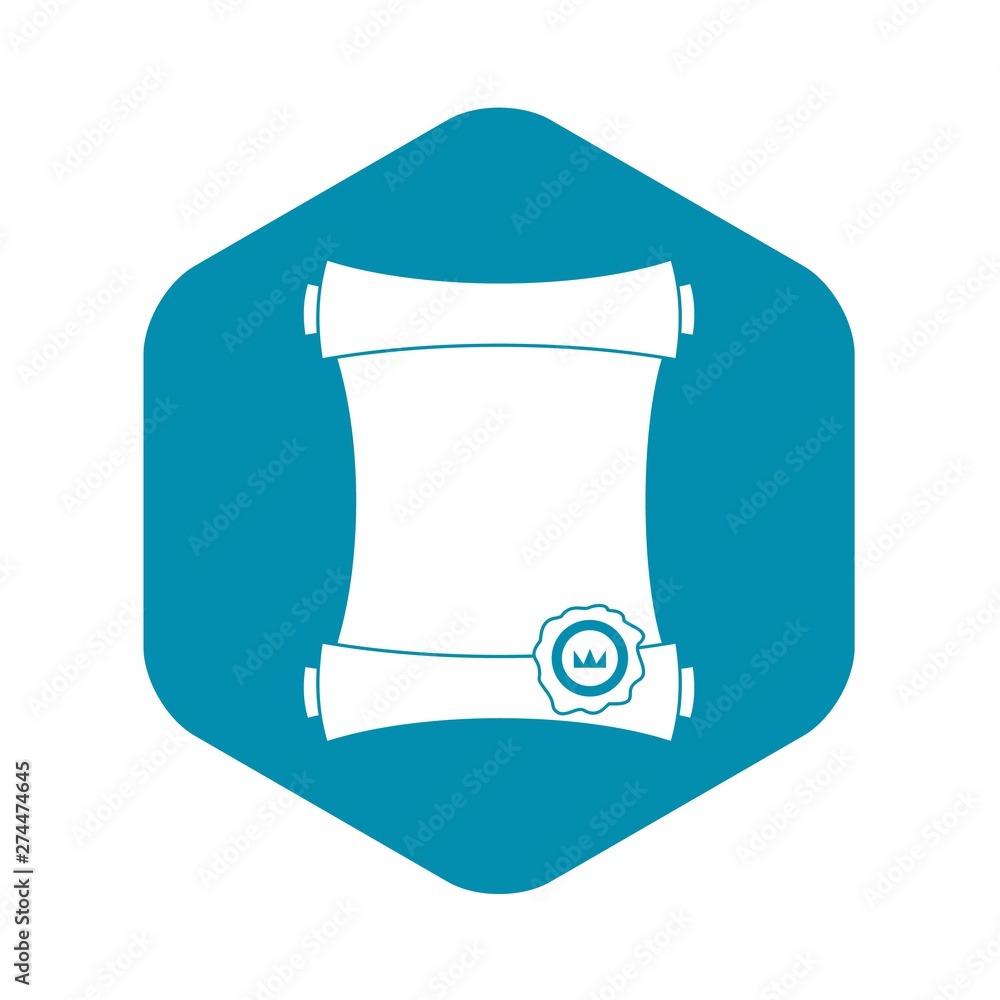 Poster paper scroll with wax seal icon in simple style on a white background vector illustration