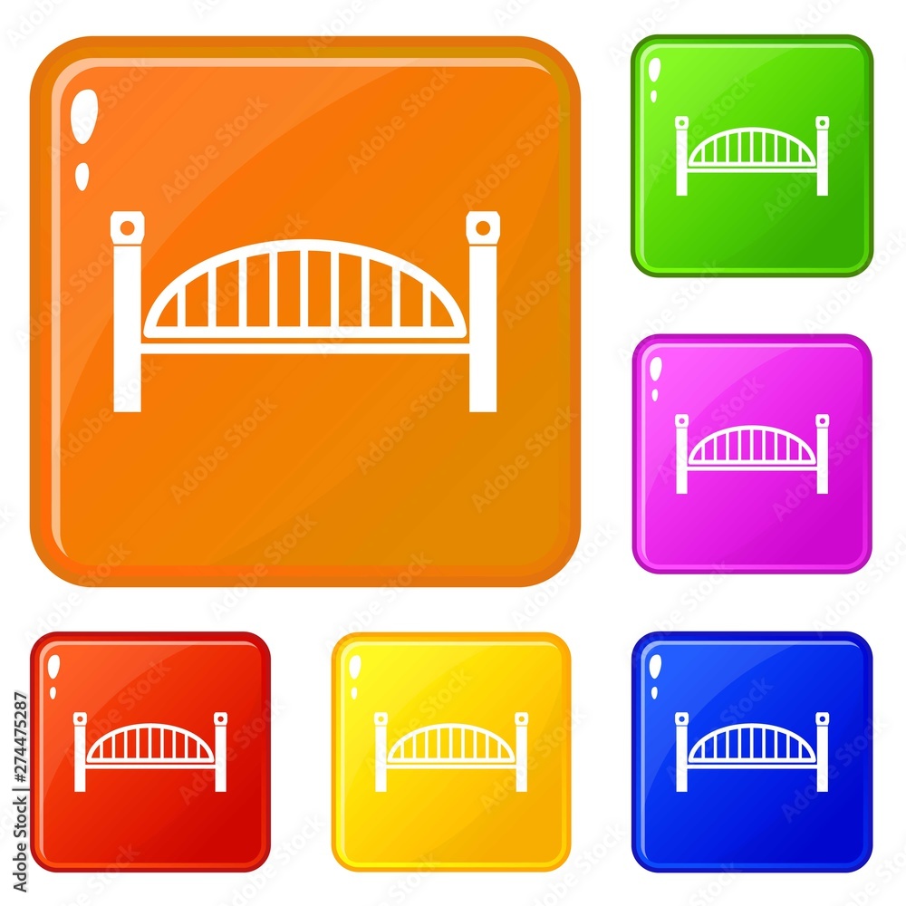 Poster modern arch bridge icons set collection vector 6 color isolated on white background