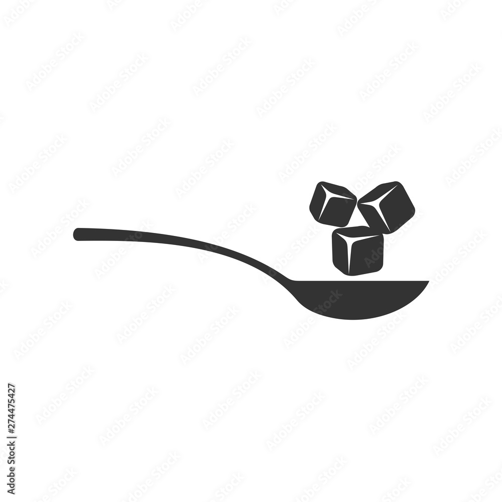 Poster Spoon with sugar icon template black color editable. Teaspoon with sugar symbol Flat vector sign isolated on white background. Simple logo vector illustration for graphic and web design.