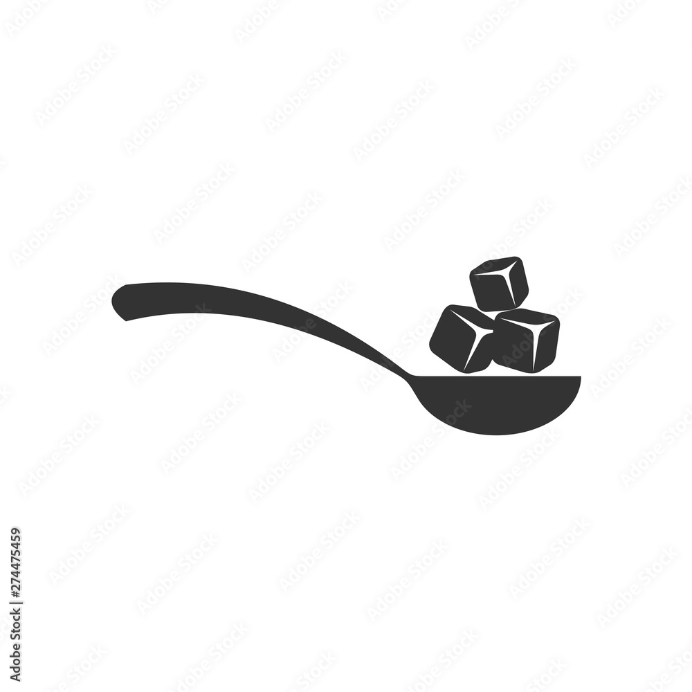 Poster Spoon with sugar icon template black color editable. Teaspoon with sugar symbol Flat vector sign isolated on white background. Simple logo vector illustration for graphic and web design.