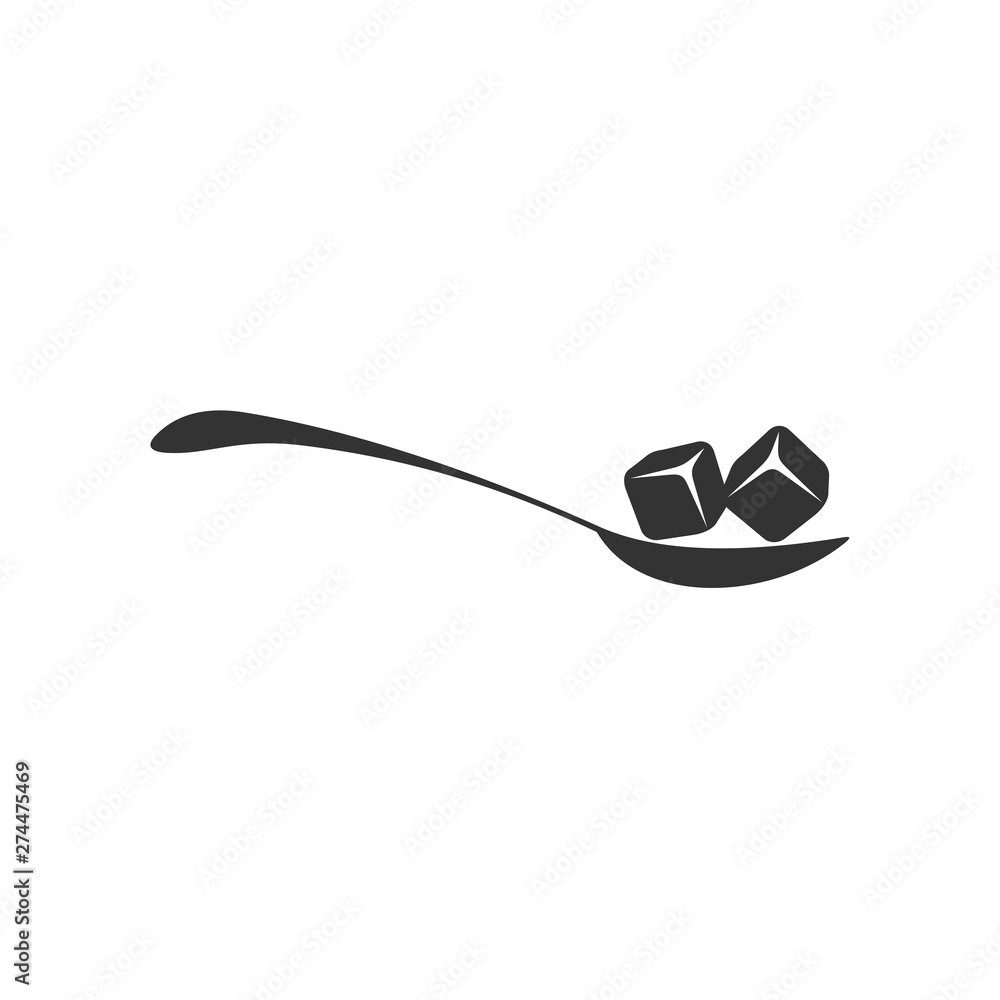 Poster Spoon with sugar icon template black color editable. Teaspoon with sugar symbol Flat vector sign isolated on white background. Simple logo vector illustration for graphic and web design.