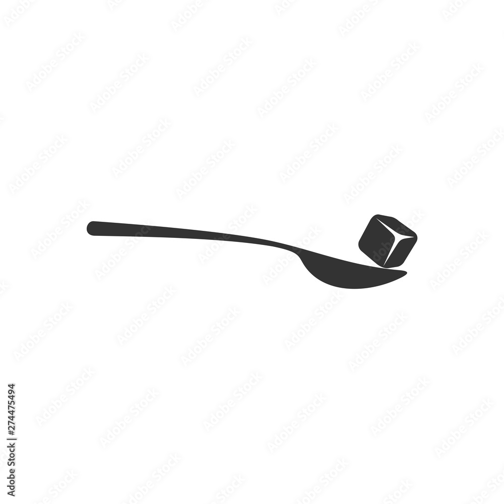 Poster Spoon with sugar icon template black color editable. Teaspoon with sugar symbol Flat vector sign isolated on white background. Simple logo vector illustration for graphic and web design.
