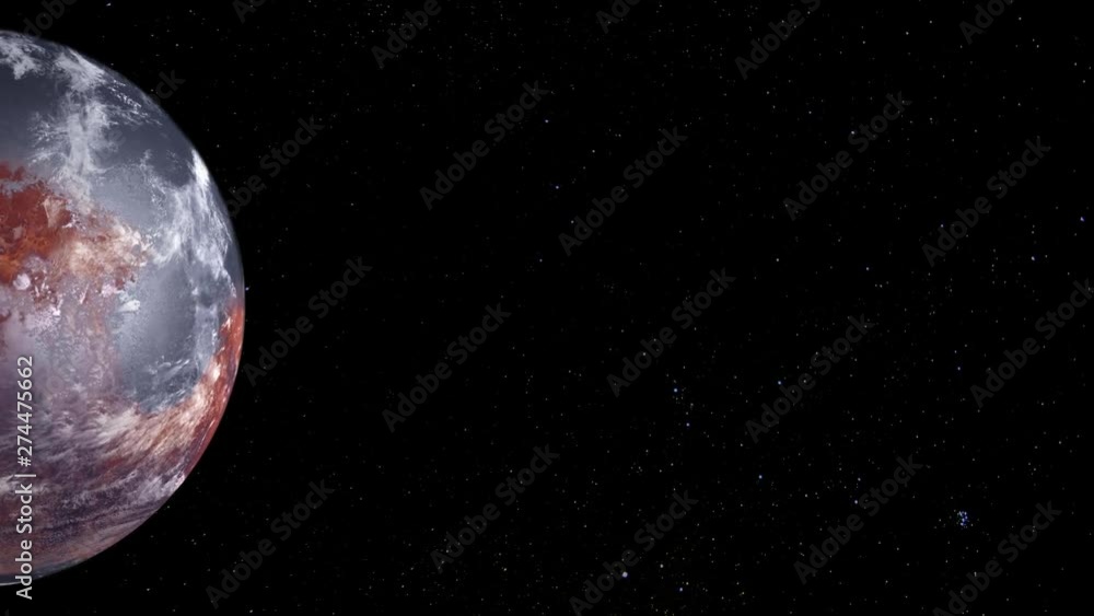 Poster rotating planet mars. futuristic view of the planet with a water surface and continents. elements of