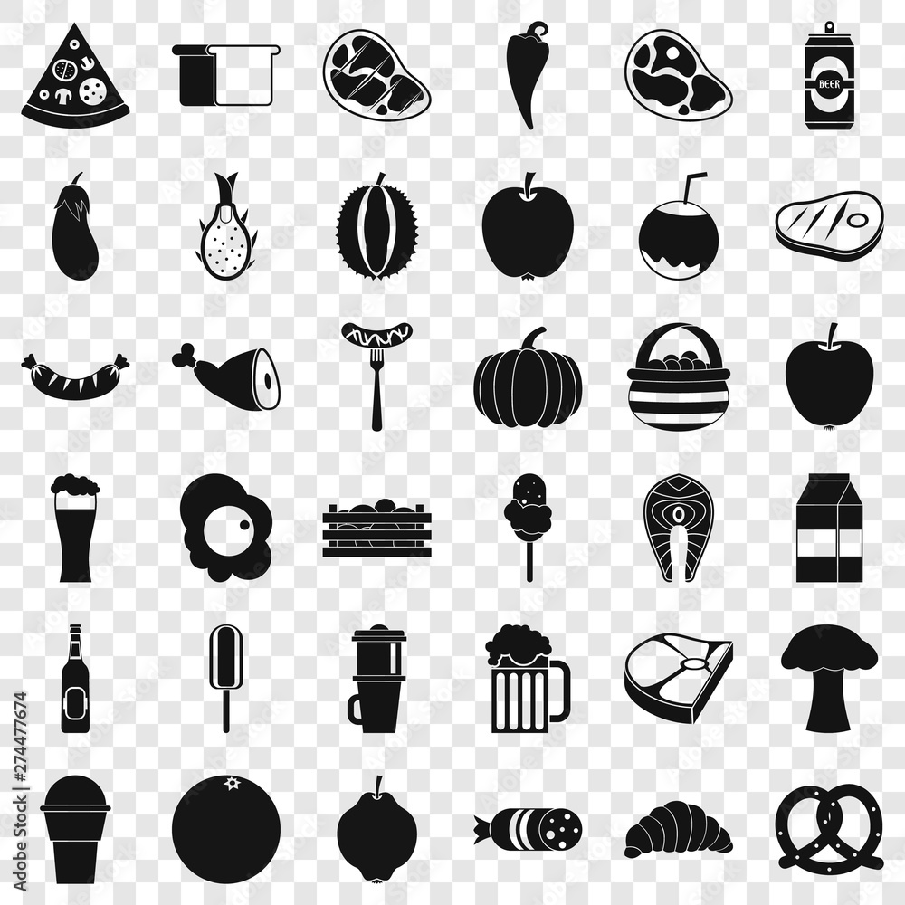Poster plate icons set. simple style of 36 plate vector icons for web for any design