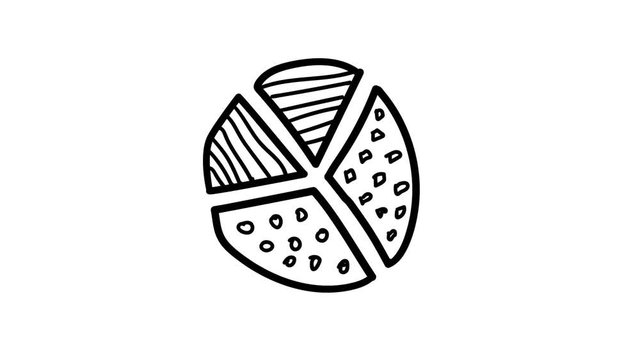 Hand-drawn pie chart with hatching.