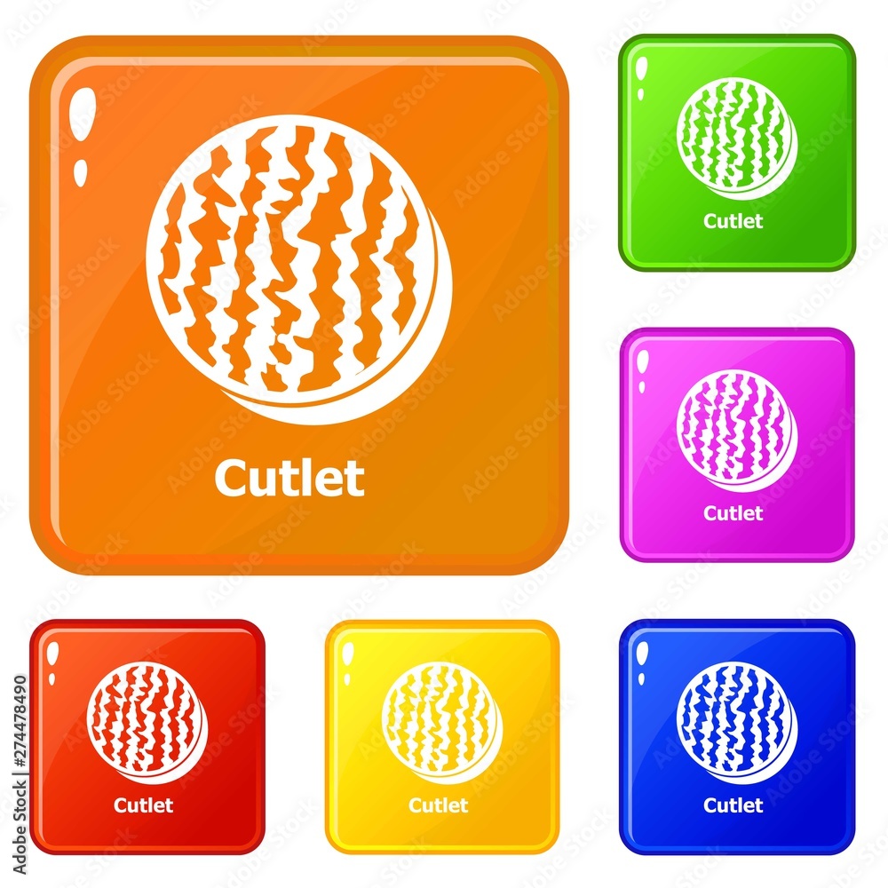 Poster cutlet icons set collection vector 6 color isolated on white background