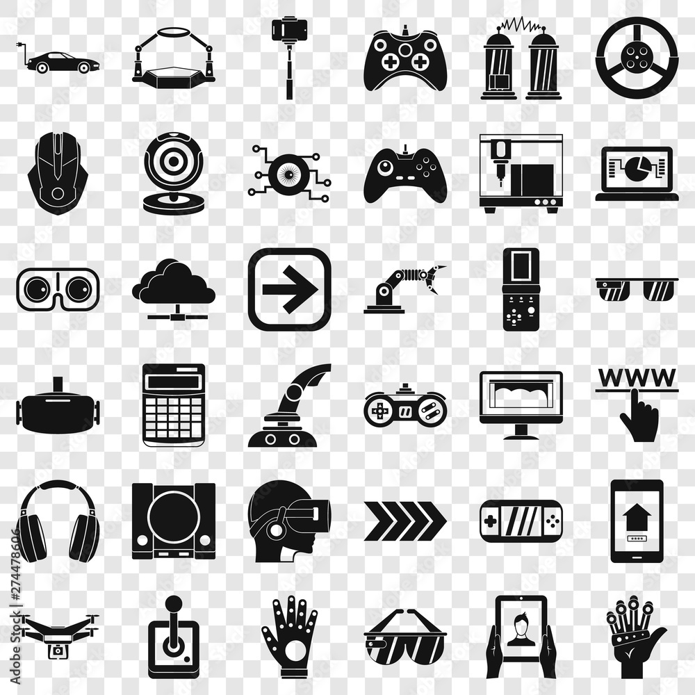 Poster playing icons set. simple style of 36 playing vector icons for web for any design