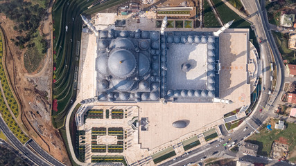 aerial view of big camlica mosque (buyuk camlica camii) in istanbul, turkey