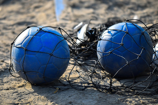 Beach handball ball close-up on a sunny day
