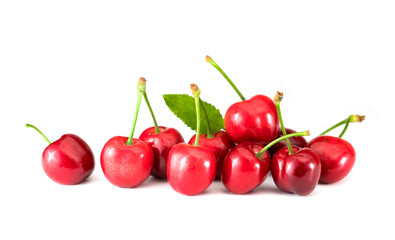sweet cherries on a white background