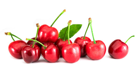 sweet cherries on a white background