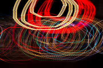 Night city lights background, long exposure. Abstract background.