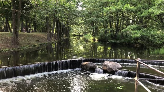 Waterfall in Park Drozdy in Minsk, Belarus