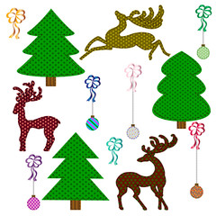 Cute christmas retro elements. Application of tissue. In the children's style. Your design.Vector illustration. EPS 10