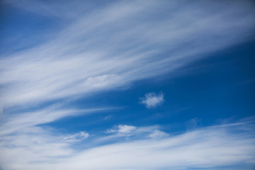 Deep blue summer sky with clouds. Mockup background 
