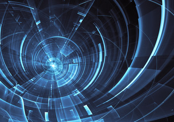 Abstract 3D fractal background, 3D illustration. Virtual Neon City