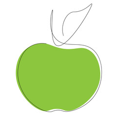 Green apple on white background, vector illustration