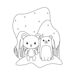 cute bears animals isolated icon