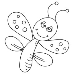 Cheerful butterfly in cartoon style.