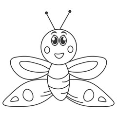 Cheerful butterfly in cartoon style.