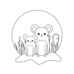 cute mouses animals in landscape