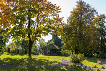 Landscape with a gazebo in a picturesque place.