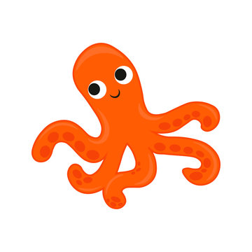 Octopus cartoon vector Illustration. cute octopus illustration for kids and babies. Sea creature. marine inhabitant