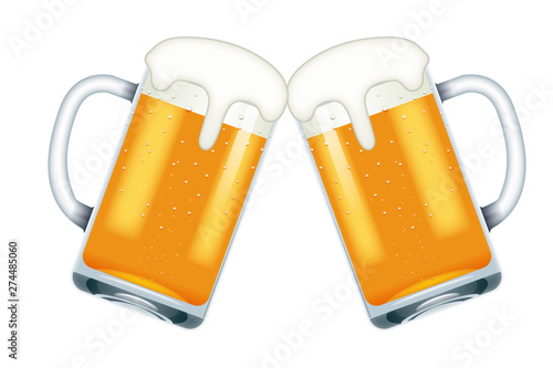 リアルテイストのビールのイラスト ベクター 乾杯 文字有 白背景 あふれる泡のビアジョッキ 居酒屋 飲み屋 Alcohol Poster Alcoh Globeds